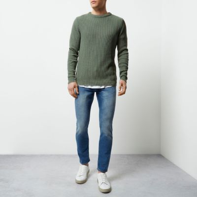 Light green textured knit jumper